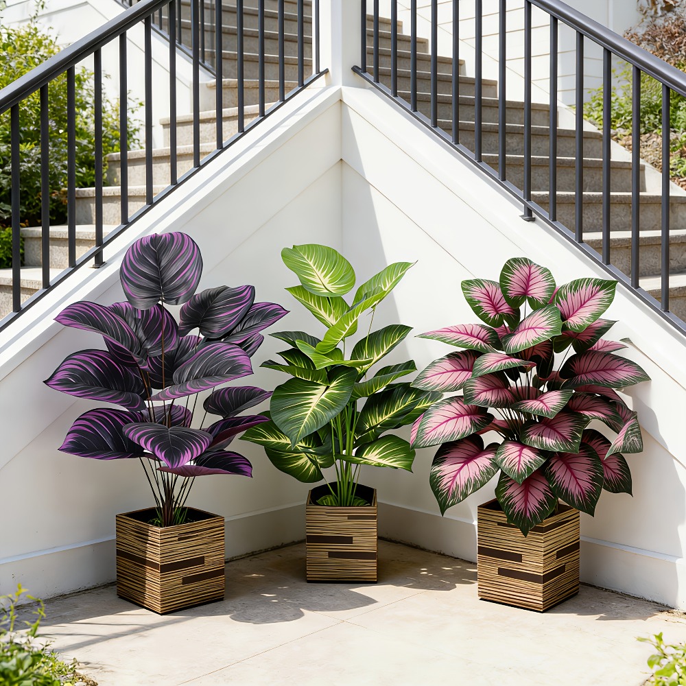 Ficus Lyrata Tree - 3pc Featuring Various Large-Leaf Outdoor Artificial
