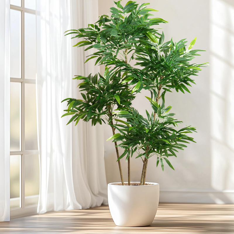 Ficus Lyrata Tree - 80-180cm Large Artificial Bamboo Leaves Tree