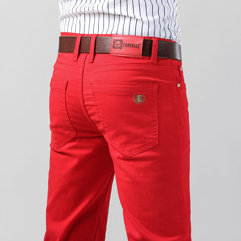 Aglaonema Red - Men's Colorful Denim Stretch Stretch Jeans