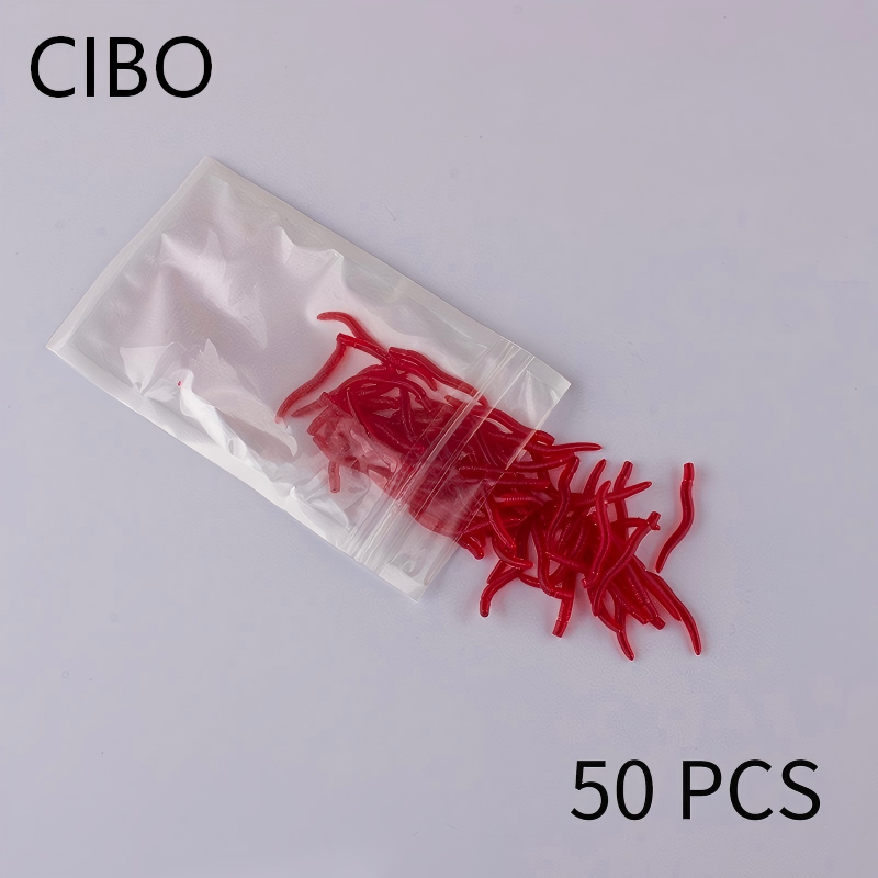 Aglaonema Red - CIBO 50pcs-Artificial Red Worm Soft Lures